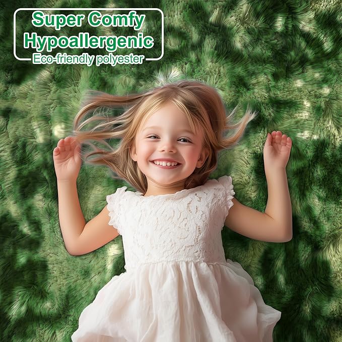 PAGISOFE Fluffy Dark Green Rugs - Image 7