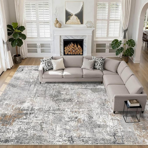 10x14 Area Rugs Living Room: Washable Large Abstract Modern Soft Rug Stain by LOONGRUG