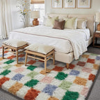 PureCozy Checkered Rug 8x10 for Living Room, Modern Neutral Shag Rug Washable - Image 5