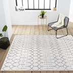 JONATHAN Y Boho Vintage Diamond Cream/Gray Indoor Area Rug 4X6 ft, Moroccan Hype - Image 6