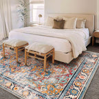 CHAMPLANT Washable Area Rug 10'x14' Boho Chic Medallion Distressed Design - Image 2