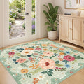 DUKINO 4x4 Square Area Rug, Floral Indoor Floor Washable Entryway Rug by DUKINO