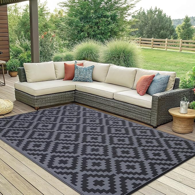 Smiry Waterproof Outdoor Rug 6x9 ft, Reversible Plastic Straw Patio Camping Rugs - Image 7