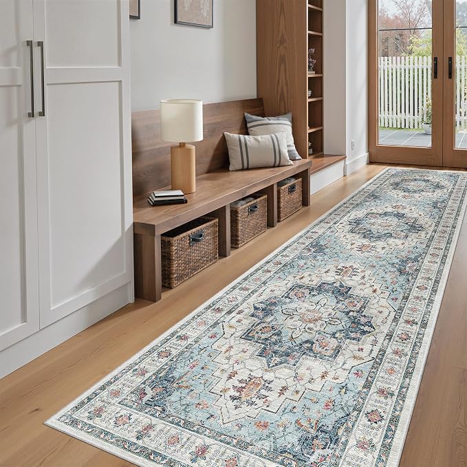 Madane Hallway Runner Rug 2'6''x10' Kitchen Runner, Non Slip Vintage Runners - Image 4