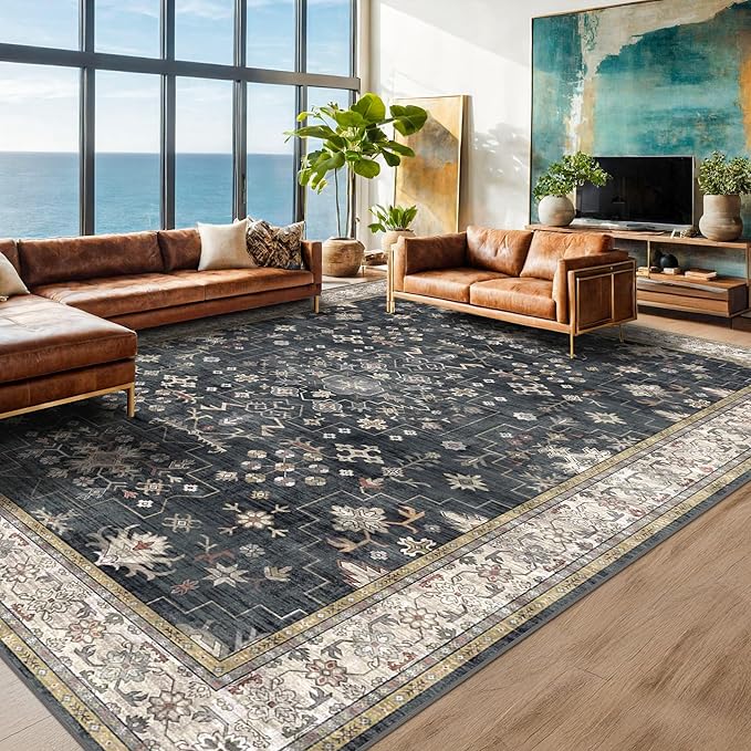 Boho Black Rug for Living Room - Image 3