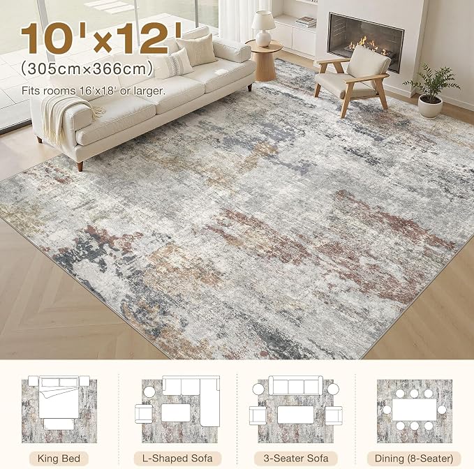 DMOYEST 10x12 Area Rug for Living Room, Washable & Non Slip Large Indoor Carpet - Image 8
