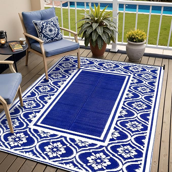 HUGEAR Plastic Outdoor Rug 6'x9' Waterproof Camping Carpet Outside Area Rug by HUGEAR