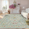 Green Washable Floral Rugs 7x9 Large Vintage Boho Non-Slip Living Room Carpet by Dadasgk