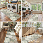 2x6 Washable Runner Rug for Hallway Tropical Botanical Modern Floral Chenille - Image 7