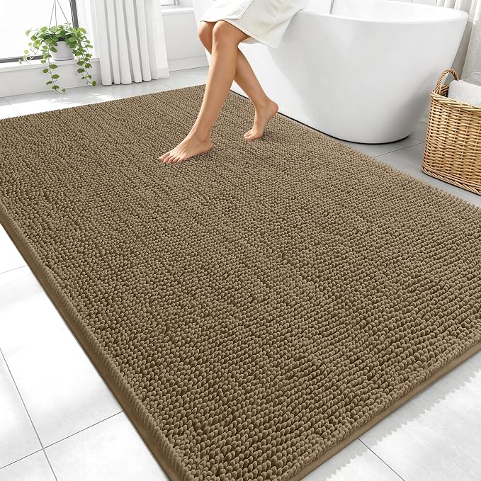 OLANLY Large Bathroom Rugs 70x46, Extra Soft Absorbent Chenille Bath Rugs by OLANLY