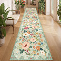 DUKINO 2.6x12 Kitchen Runner Rug, Lightweight Floral Washable Rug by DUKINO