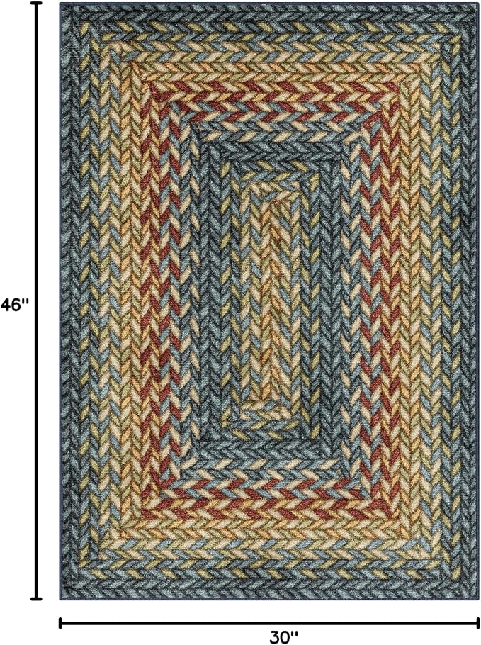 Maples Rugs Marion Bohemian Braided-Style Print Area Rug – Made in USA – - Image 3