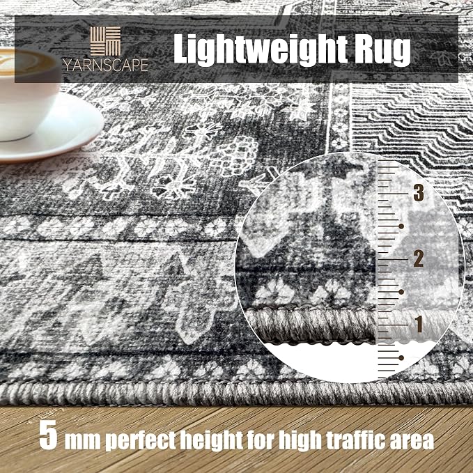 YARNSCAPE Vintage 5' x 7' Washable Area Rug - Image 7