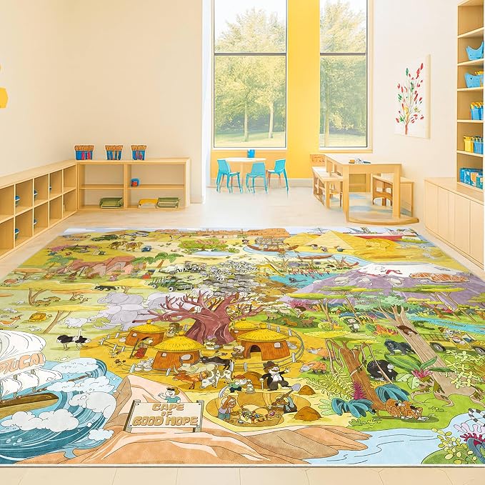 Large Kids Playroom Rug 8x10 – Desert Adventure Safari Animal Map Carpet - Image 3
