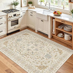Madane Area Rug 4x6 Washable Rugs: Vintage Living Room Rug Soft Low Pile Non - Image 2