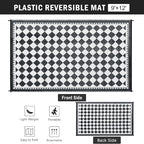 HUGEAR Outdoor Waterproof Rug 9'x12' Plastic Straw Rugs Washable Reversible - Image 2