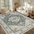 3x5 Area Rugs Living Room Rug: Washable Vintage Boho Medallion Rug No Slip by EXPEDIX