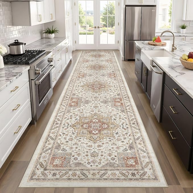 Vintage Hallway Runner Rug 3x8: Large Soft Washable Entryway - Image 6
