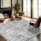 CHAMPLANT Washable Area Rug 9'x12' Retro Boho Design Non-Shedding Easy Care by CHAMPLANT