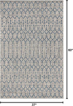 JONATHAN Y Moroccan Geometric Indoor Outdoor Area Rug 3X5 Light Gray/Navy - Image 2