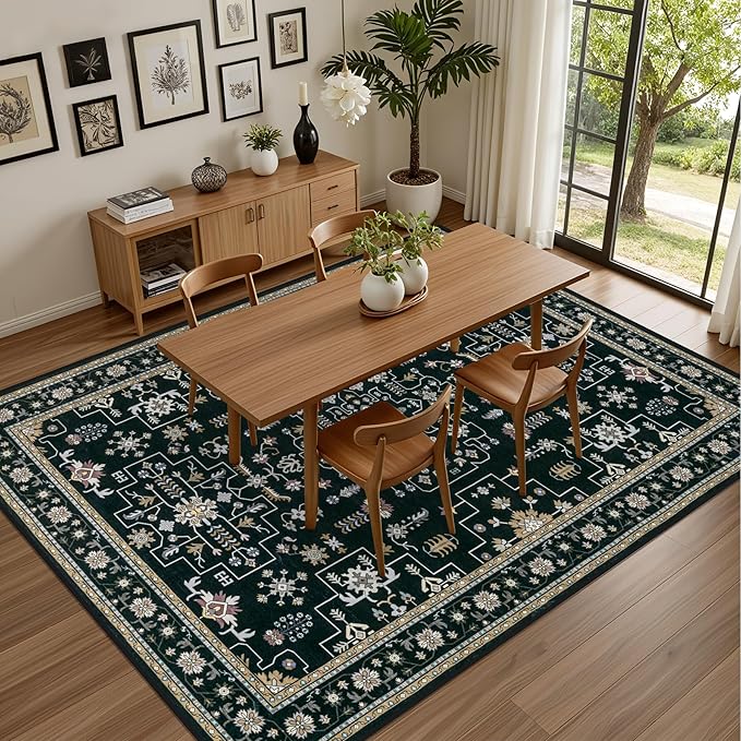 Area Rugs 10x14 Living Room Rug: Washable Rug Soft Vintage Boho Medallion - Image 4