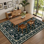 5x7 Area Rugs Living Room Rug: Washable Vintage Boho Medallion Rug No Slip - Image 5