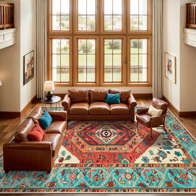 SERISSA 10x12 Area Rugs for Living Room, Large Washable Non-Slip Boho Rug - Image 2