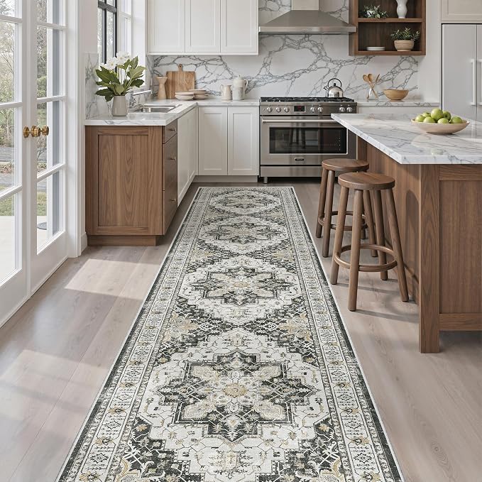 Madane Hallway Runner Rug 2'6''x12' Kitchen Runner, Non Slip Vintage Runners by Madane