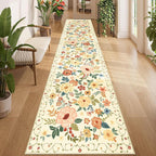DUKINO 2.6x12 Kitchen Runner Rug, Lightweight Floral Washable Rug by DUKINO