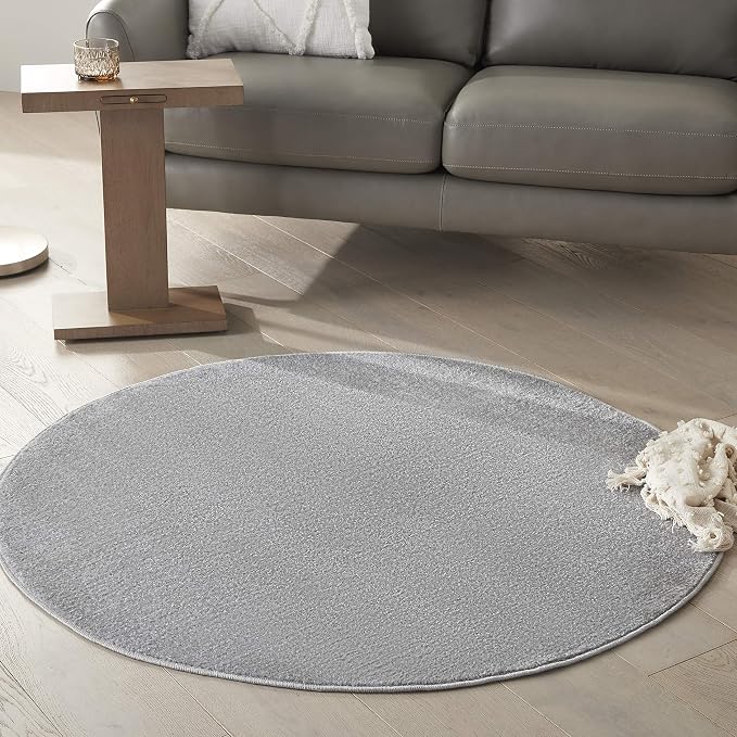 Nourison Home Nourison Essentials Silver Grey 4' x Round Area Rug by NourisonHome