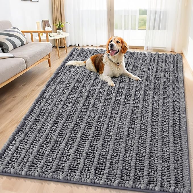 Smiry Dog Door Mat for Muddy Paws 71x46, Absorbent Dirt Trapper, Non-Slip by Smiry