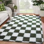 KICMOR Area Rugs for Bedroom Living Room, 4x6 Soft Fluffy Olive Green and White by KICMOR