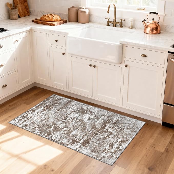 Runners for Hallways Ultra Non-Slip 2x4 Washable Kitchen Rug Abstract Tear and - Image 3