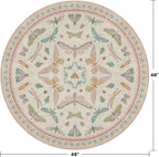 Boho Light Pink Round Rugs for Kids Bedroom - 4 ft Unique Circle Area Rugs for - Image 2