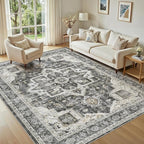 6x9 Area Rugs for Living Room, Washable Non Slip Vintage Distressed Stain by JessibouAreaRug