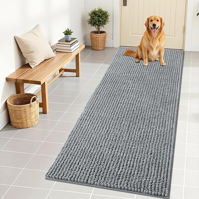 OLANLY Dog Door Mat for Muddy Paws 70x24, Ultra Absorbent Chenille Mud Doormat by OLANLY