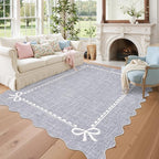 GarveeHome Scalloped Bow Rug for Living Room, Solid Grey Rug for Dorm, Washable by GarveeHome