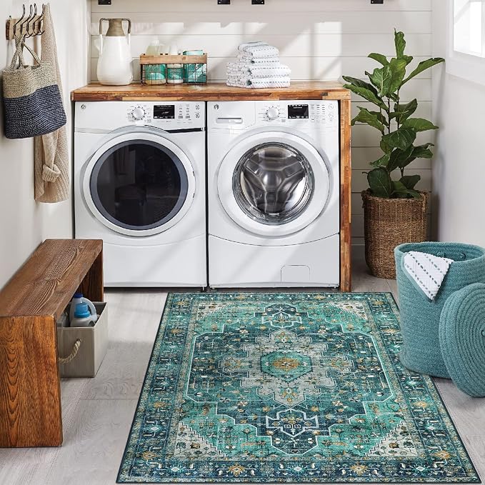 Moynesa Ultra-Thin Washable Vintage Area Rug - Image 8