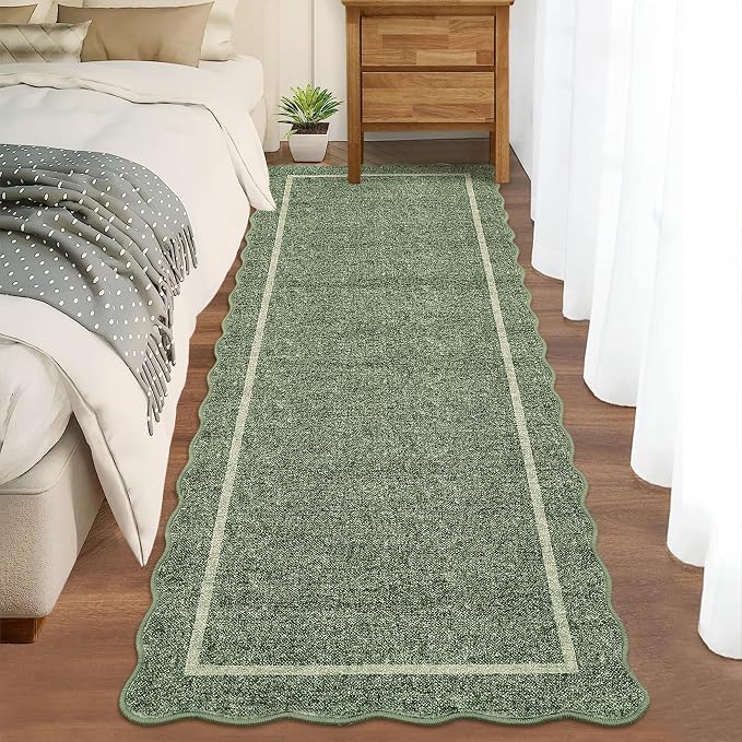 GarveeHome Scalloped Washable Runner Rug 2x8 Runner Modern Non Slip Kitchen by GarveeHome