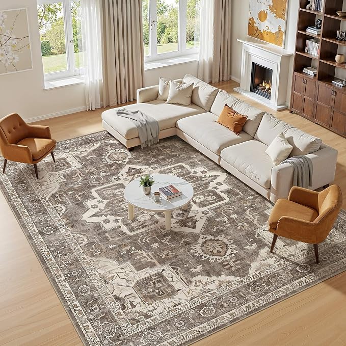 8x10 Washable Area Rugs for Living Room, Large Rug Non Slip Backing Vintage - Image 4