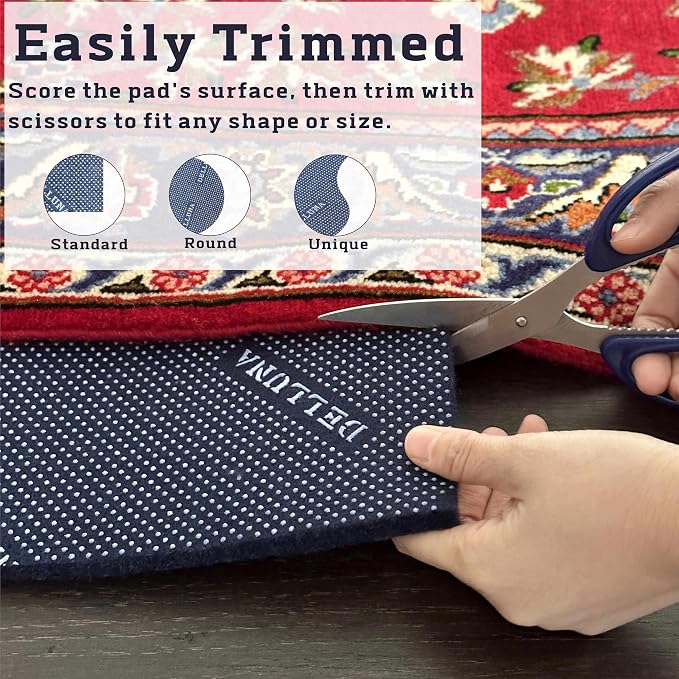 DELLUNA Non-Slip Area Rug Pad 3/8" Thick Double Side Rubber + Felt, Adds - Image 5