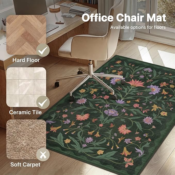 48"x60" Office Chair Mat for Hardwood Tile Floor, Under Desk Carpet Protector - Image 3