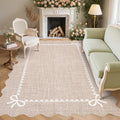 GarveeHome Scalloped Bow Rug for Living Room, Solid Camel Rug for Dorm by GarveeHome