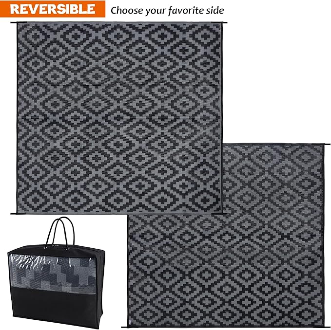 SAND MINE Waterproof Outdoor Rug, Plastic Reversible Rug, Modern Area Rug - Image 3