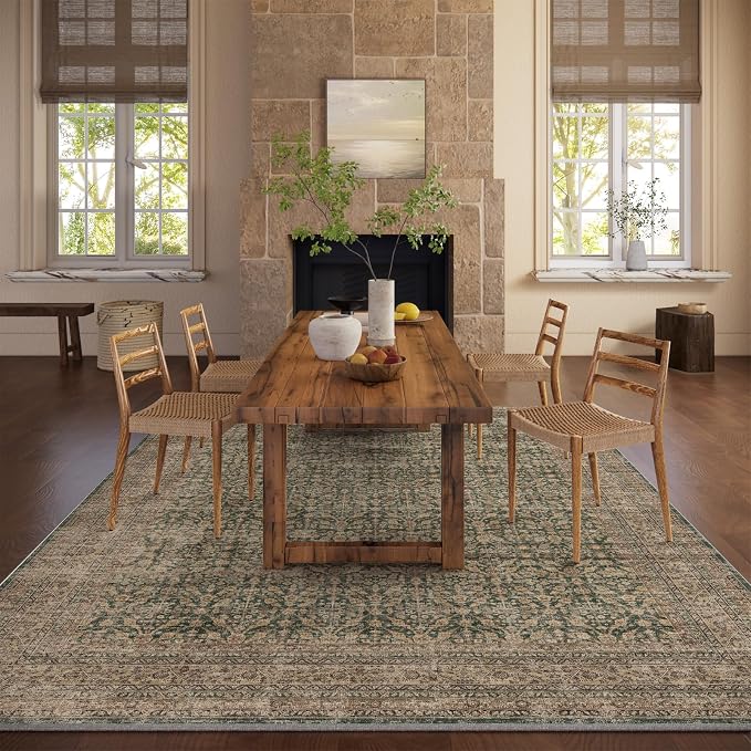 Machine Washable Rugs for Living Room: 8x10 Area Rugs Boho Vintage Rugs Stain - Image 5