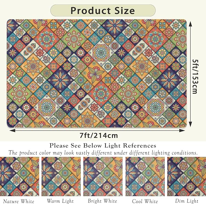 Colorful Mandala Floral Area Rug 5x7 Rust, Washable Large Rugs - Image 2