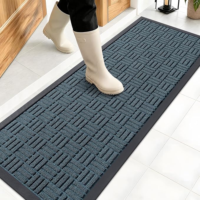 OLANLY Front Door Mat Outside Entrance 47x17, Heavy Duty Sturdy Natural Rubber by OLANLY