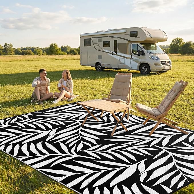Smiry Outdoor Rug 6x9 ft, Waterproof Reversible Plastic Straw Rugs, Outdoor - Image 2
