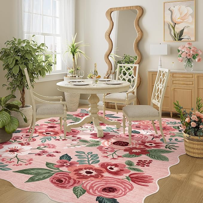DUKINO 5x7 Area Rug, Floral Washable Rugs - Image 8