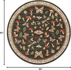 Mushroom Insect 5ft Round Rug Washable Non-Slip Soft Ultra-Thin Small Boho - Image 2